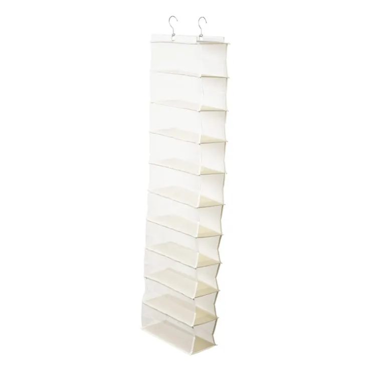 Xenos Hang organiser met 10 vakken - wit - 125x15x30 cm- Schoenenrek|Opbergsystemen
