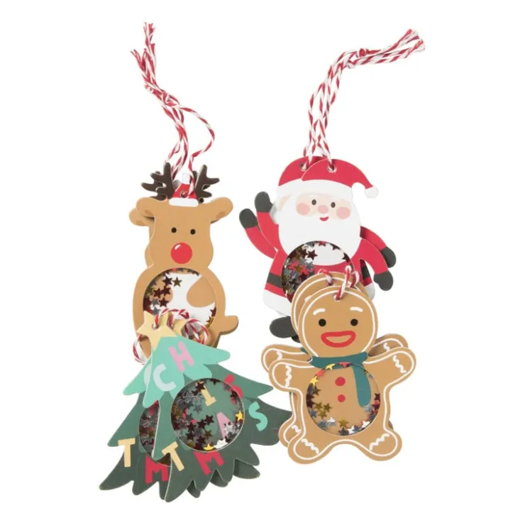 Xenos Hang tags kerst - multikleur - set van 8- Kerst Inpakken
