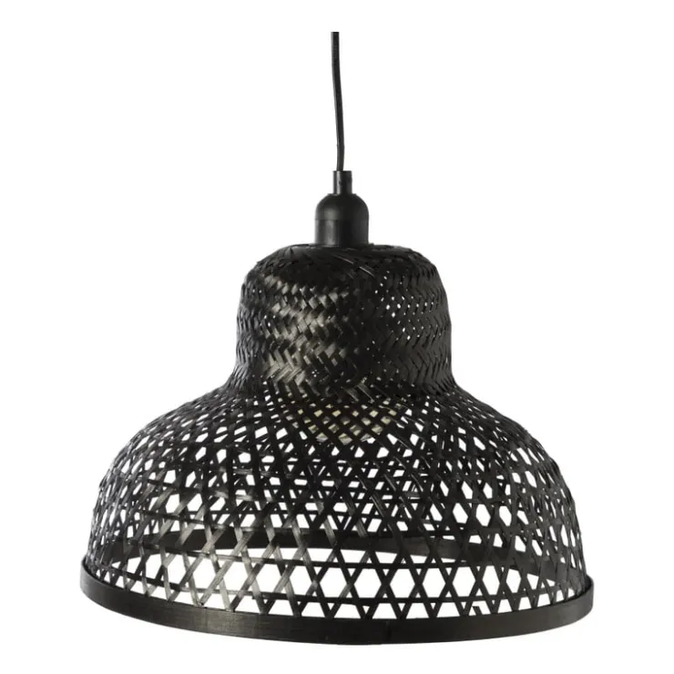 Xenos Hanglamp bamboe rond - zwart - ø35x24 cm- Hanglampen
