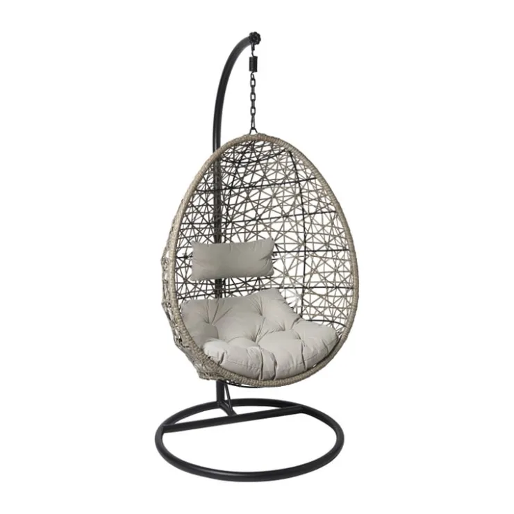 Xenos Hangstoel Hawaii met grjize kussens - bruin - 196 cm- Hangstoelen