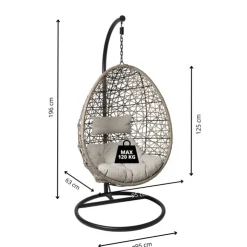 Xenos Hangstoel Hawaii met grjize kussens - bruin - 196 cm- Hangstoelen