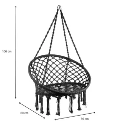 Xenos Hangstoel Knoet - zwart - ø80x100 cm- Hangstoelen