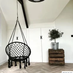 Xenos Hangstoel Knoet - zwart - ø80x100 cm- Hangstoelen