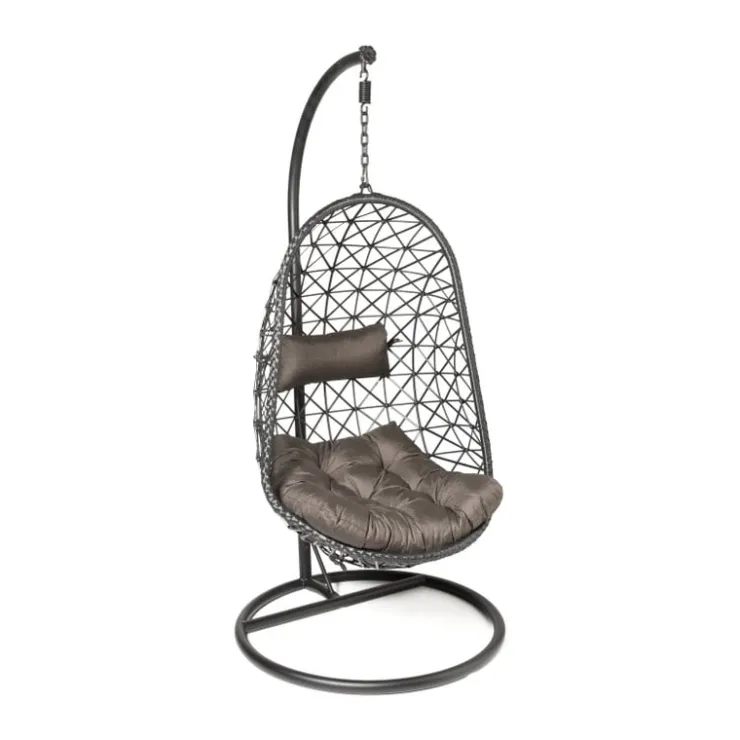Xenos Hangstoel Mallorca met standaard - zwart - 125x83x67 cm- Hangstoelen