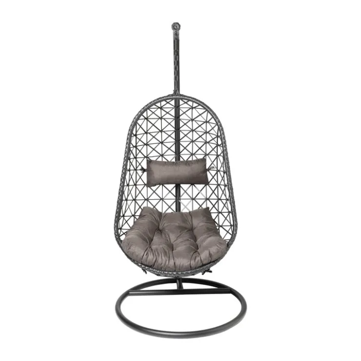 Xenos Hangstoel Mallorca met standaard - zwart - 125x83x67 cm- Hangstoelen