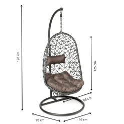 Xenos Hangstoel Mallorca met standaard - zwart - 125x83x67 cm- Hangstoelen