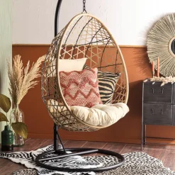 Xenos Hangstoel swing met standaard - naturel - ø104x200 cm- Hangstoelen
