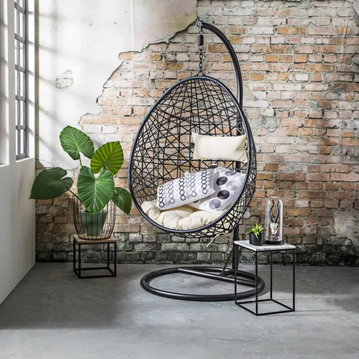 Xenos Hangstoel swing met standaard - zwart - ø104x200 cm- Hangstoelen