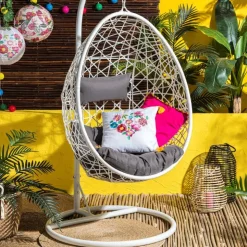 Xenos Hangstoel swing met standaard - wit - ø104x200 cm- Hangstoelen