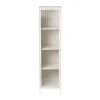 Xenos Hoge kast Luca met geribbeld glazen deurtje - offwhite - 160x42x40 cm- Kast Met Deuren