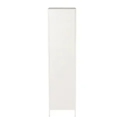 Xenos Hoge kast Luca met geribbeld glazen deurtje - offwhite - 160x42x40 cm- Kast Met Deuren
