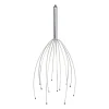 Xenos Hoofd massage borstel - zilverkleurig - 6x6x25 cm- Badkamer Accessoires