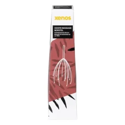 Xenos Hoofd massage borstel - zilverkleurig - 6x6x25 cm- Badkamer Accessoires