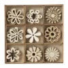 Xenos Houten bloemen in kistje - 10.5x10.5x2 cm- Knutselspullen