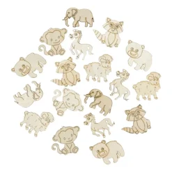 Xenos Houten dieren - bruin - set van 36- Knutselspullen