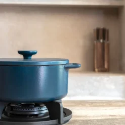Hugo Kennis braadpan met deksel - gietijzer - blauw/zwart - ø24 cm- Pannen