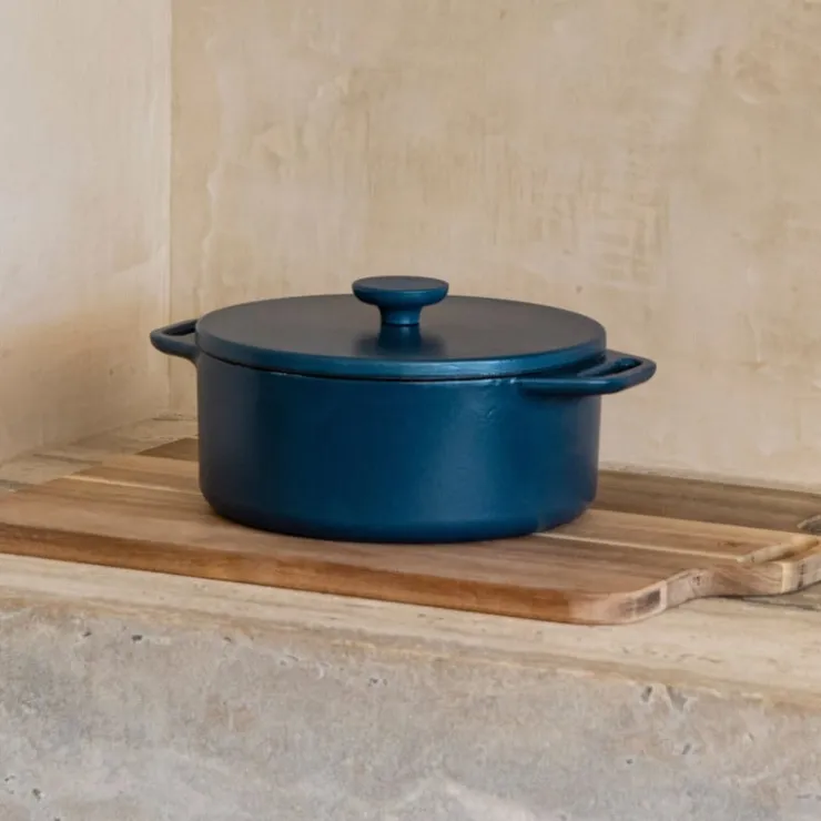 Hugo Kennis braadpan met deksel - gietijzer - blauw/zwart - ø24 cm- Pannen