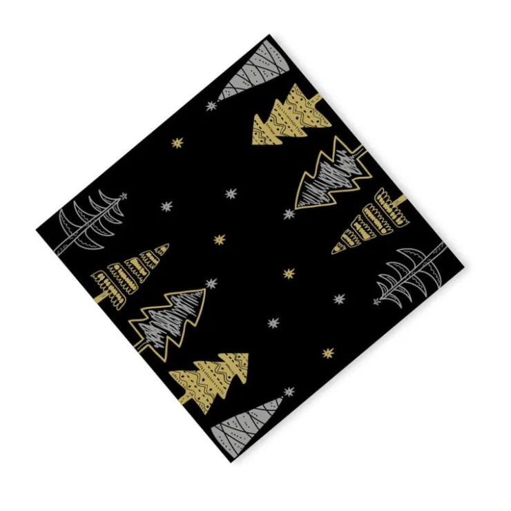 Xenos 3-in-1 rol Boom - zwart - 40x480 cm- Tafelkleden|Kersttafelkleden