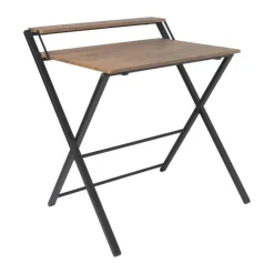 Xenos Inklapbaar bureau Leon - bruin/zwart - 84.5x81.5x70 cm- Bureaus