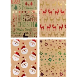 Xenos Inpakpapier hotstamp kraft - set van 2 -70x150 cm- Kerst Inpakken