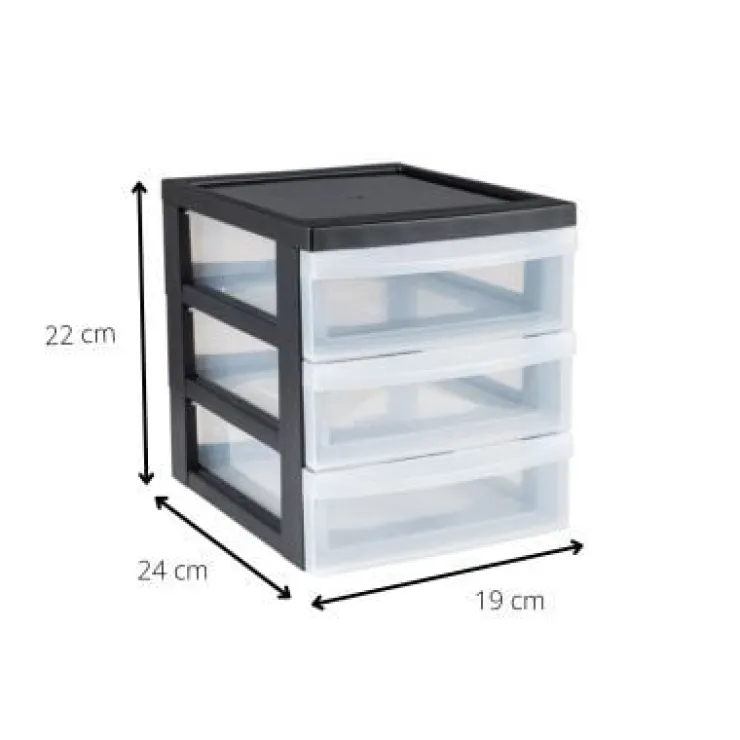 Iris ladesysteem A5 - 3 lades - zwart - 26x22x19 cm- Opbergsystemen