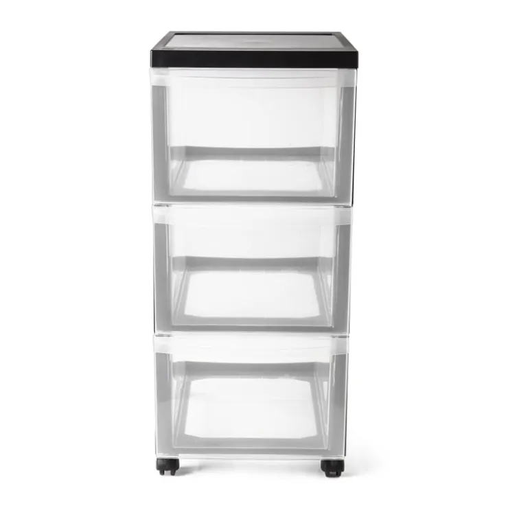 Iris ladesysteem met wieltjes - 3 lades - zwart - 61x39x29 cm- Opbergsystemen