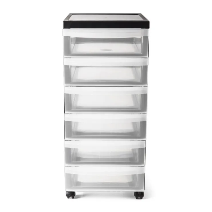 Iris ladesysteem met wieltjes - 6 lades - zwart - 62x40x29 cm- Opbergsystemen