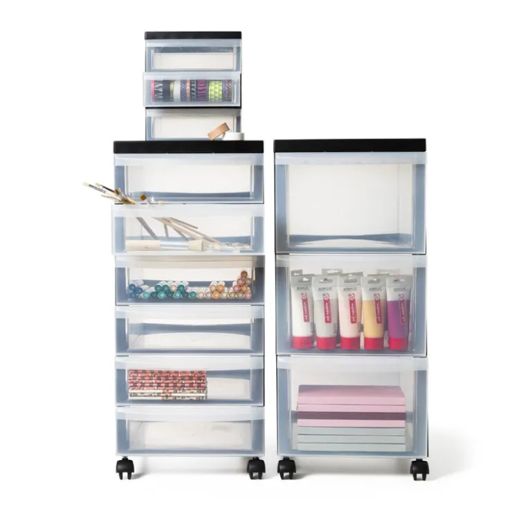 Iris ladesysteem met wieltjes - 6 lades - zwart - 62x40x29 cm- Opbergsystemen