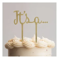 Xenos It's a… caketopper - goud- Babyshower