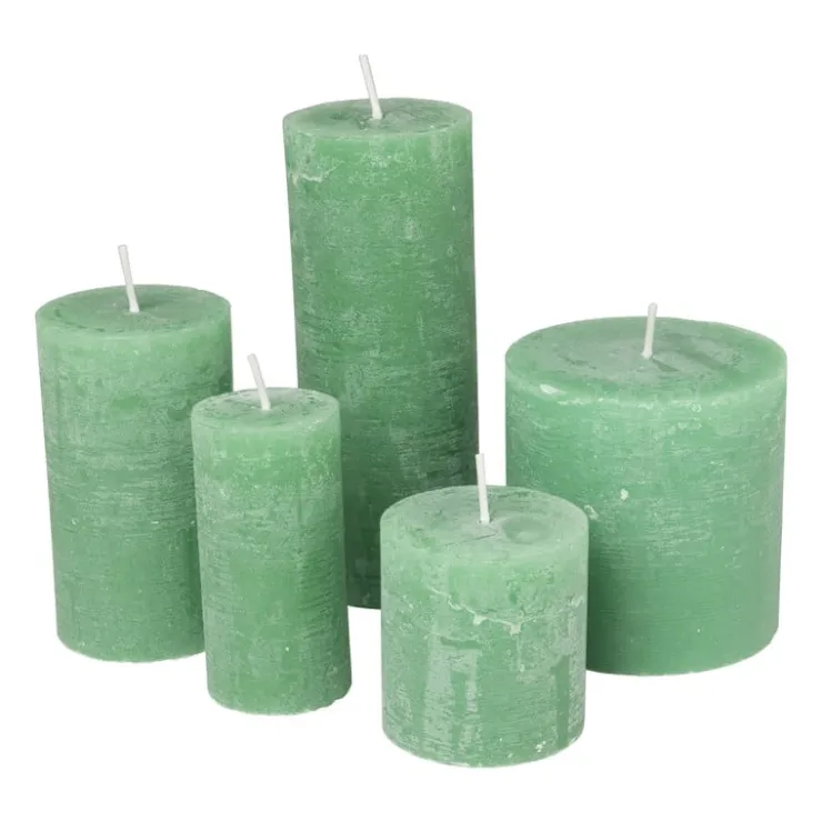 Xenos Kaars rustiek - appel groen - ø7x18 cm- Stompkaarsen