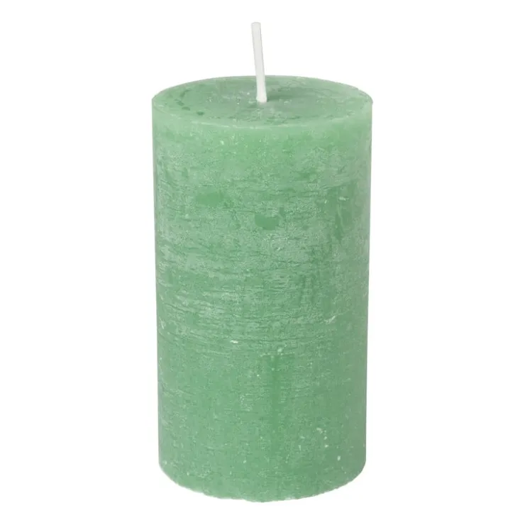 Xenos Kaars rustiek - appel groen - ø7x12 cm- Stompkaarsen