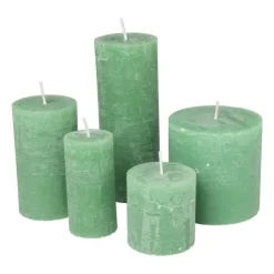 Xenos Kaars rustiek - appel groen - ø7x12 cm- Stompkaarsen