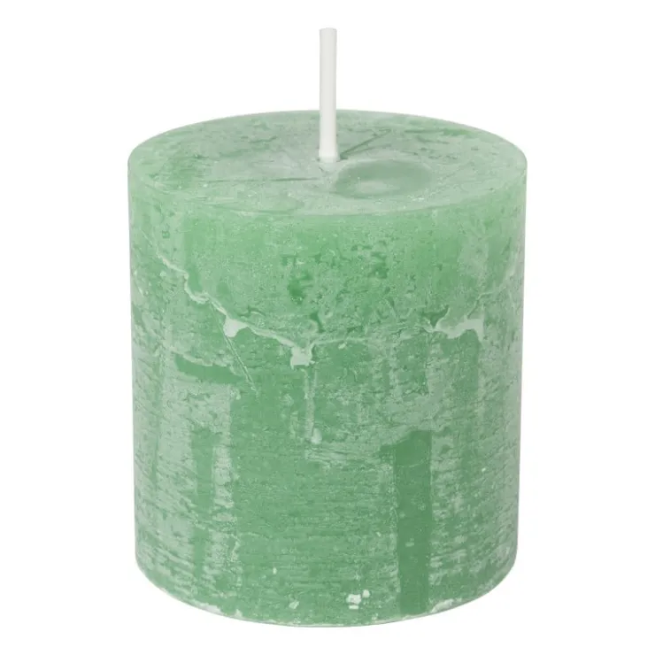Xenos Kaars rustiek - appelgroen - ø7x7 cm- Stompkaarsen