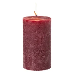 Xenos Kaars rustiek - bordeauxrood - ø7x12 cm- Stompkaarsen