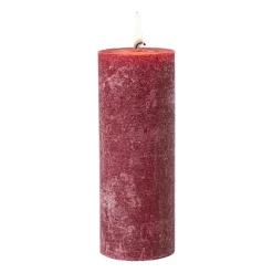 Xenos Kaars rustiek - bordeauxrood - ø7x18 cm- Kerstcadeaus|Stompkaarsen