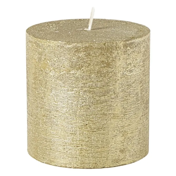 Xenos Kaars rustiek - goud - ø10x10 cm- Stompkaarsen