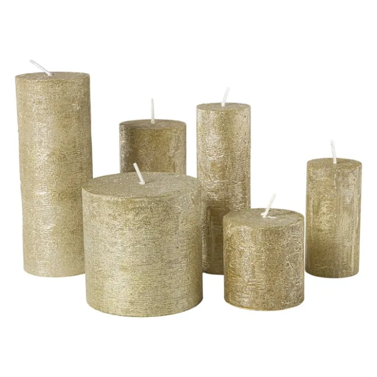 Xenos Kaars rustiek - goud - ø10x10 cm- Stompkaarsen