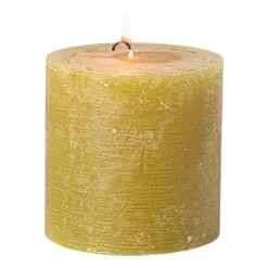 Xenos Kaars rustiek - olijfgroen - ø10x10 cm- Stompkaarsen