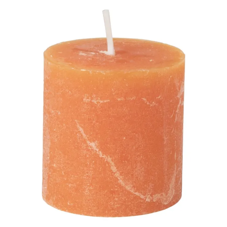 Xenos Kaars rustiek - oranje - ø7x7 cm- Stompkaarsen
