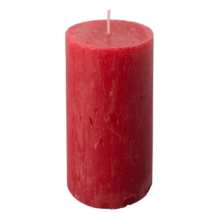 Xenos Kaars rustiek - rood - ø5x10 cm- Stompkaarsen