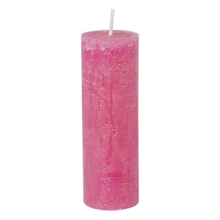 Xenos Kaars rustiek - roze - ø5x15 cm- Stompkaarsen