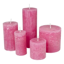 Xenos Kaars rustiek - roze - ø7x7 cm- Stompkaarsen