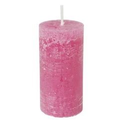 Xenos Kaars rustiek - roze - ø5x10 cm- Stompkaarsen