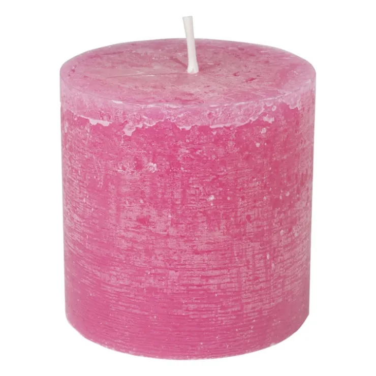 Xenos Kaars rustiek - roze - ø10x10 cm- Stompkaarsen