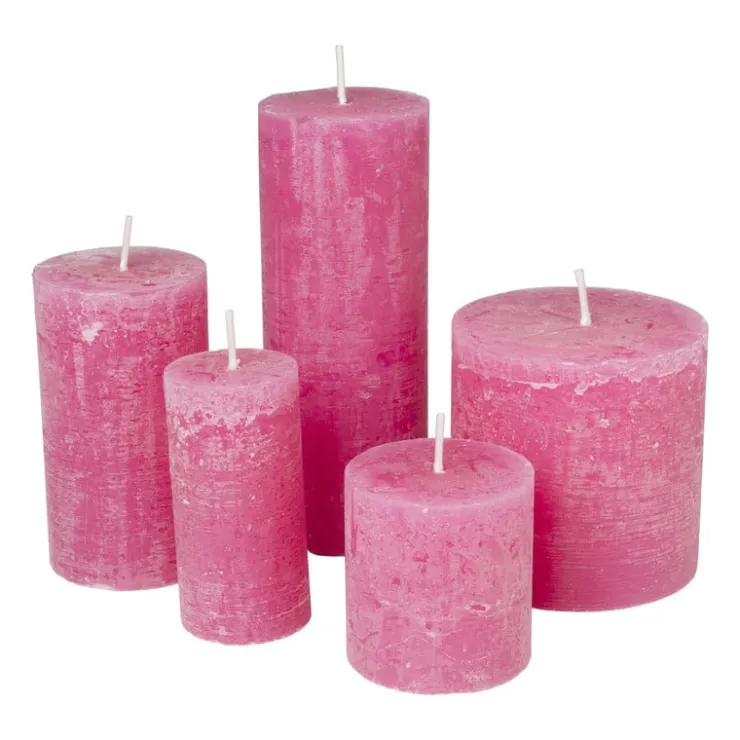 Xenos Kaars rustiek - roze - ø10x10 cm- Stompkaarsen