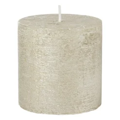 Xenos Kaars rustiek - zilver - ø10x10 cm- Kerstcadeaus|Stompkaarsen
