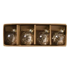 Xenos Kaarthouders kerstballen - champagnekleurig - set van 4- Kerst Inpakken|Kerst Knutselen