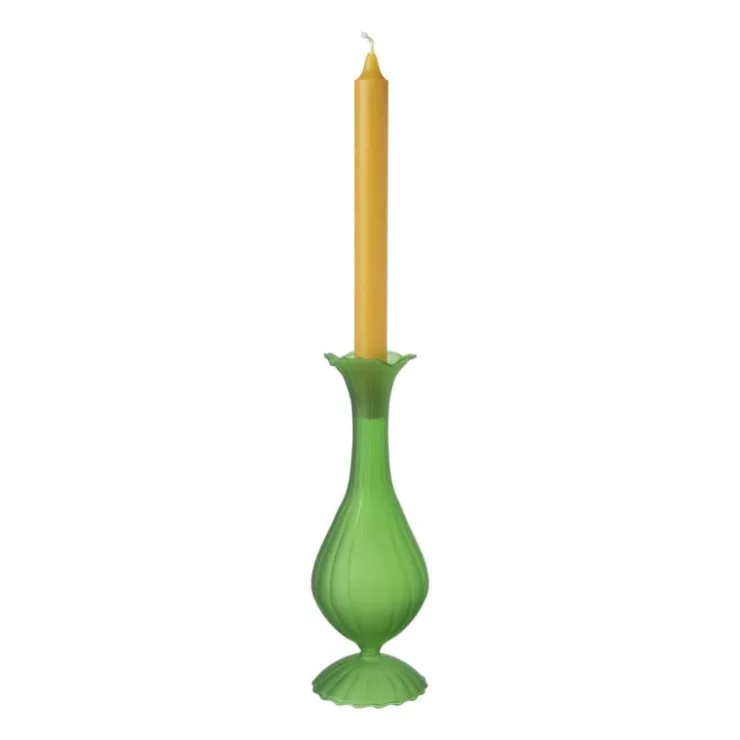 Xenos Kandelaar hoog - groen - ø8x22.5 cm- Kandelaars