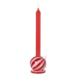 Xenos Kandelaar kerstbal klein - rood/roze - ø7.8x7.9 cm- Kandelaars