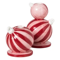 Xenos Kandelaar kerstbal klein - rood/roze - ø7.8x7.9 cm- Kandelaars